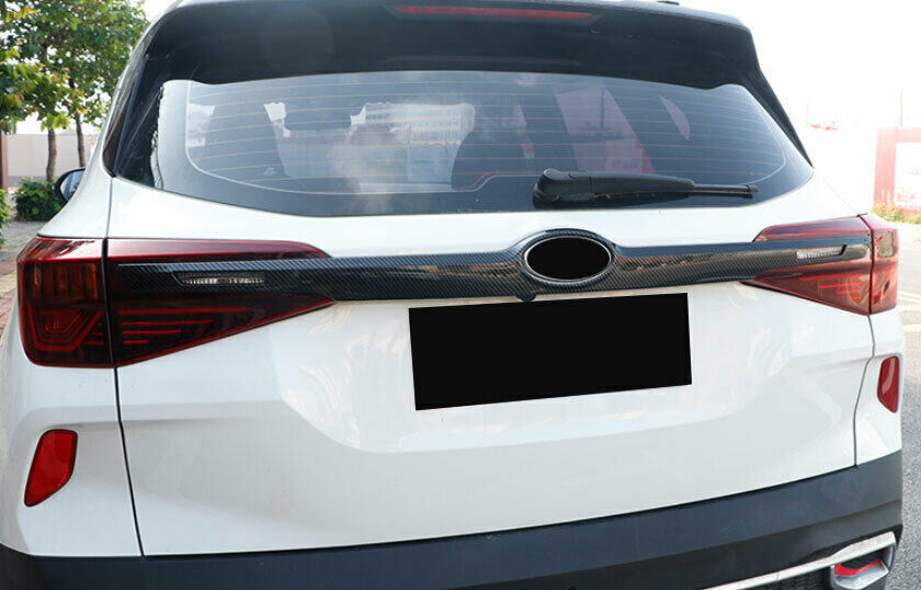 for Kia Seltos 2020-23 Carbon Fiber ABS Rear Trunk Tailgate LOGO Lid Cover Trim
