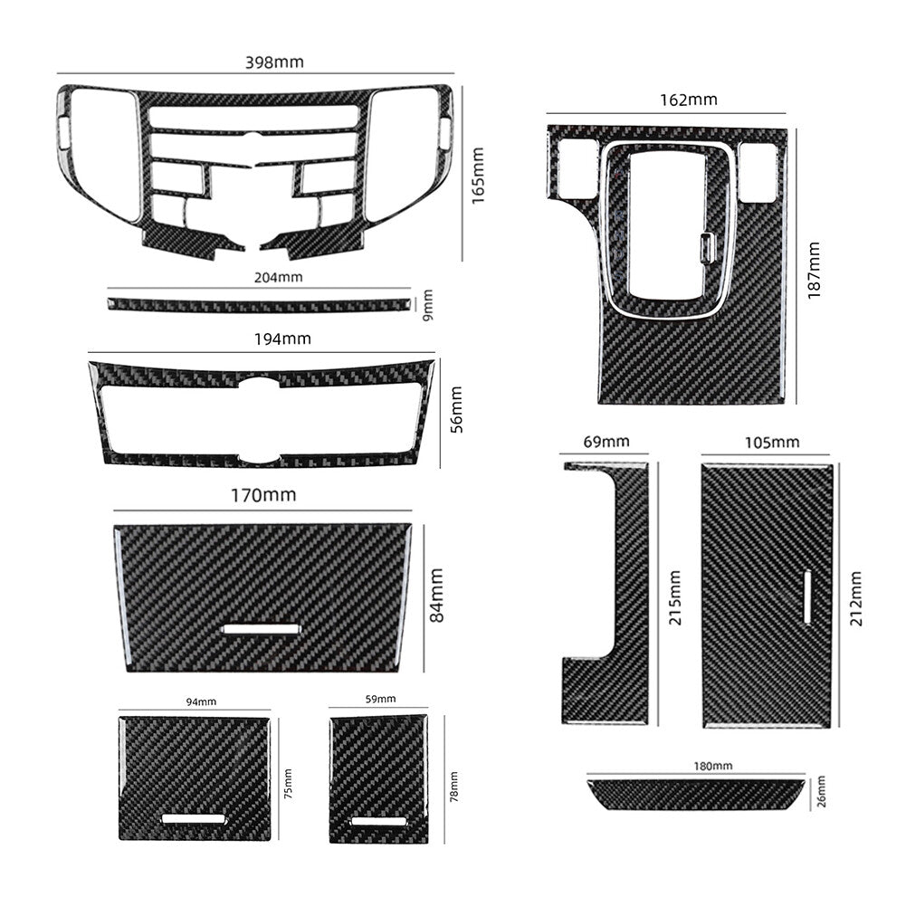 12Pcs Carbon Fiber Central Console Cover Trim for Acura TSX Type A 2009-2014