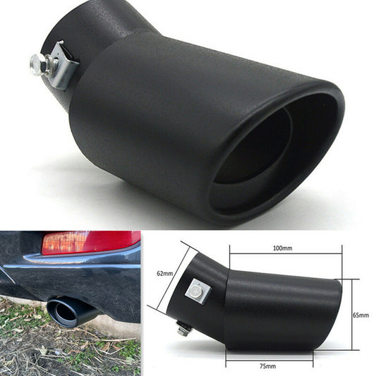 Car Exhaust Pipe 62mm Stainless Steel Bend Muffler Tip Tail Throat Black Matte