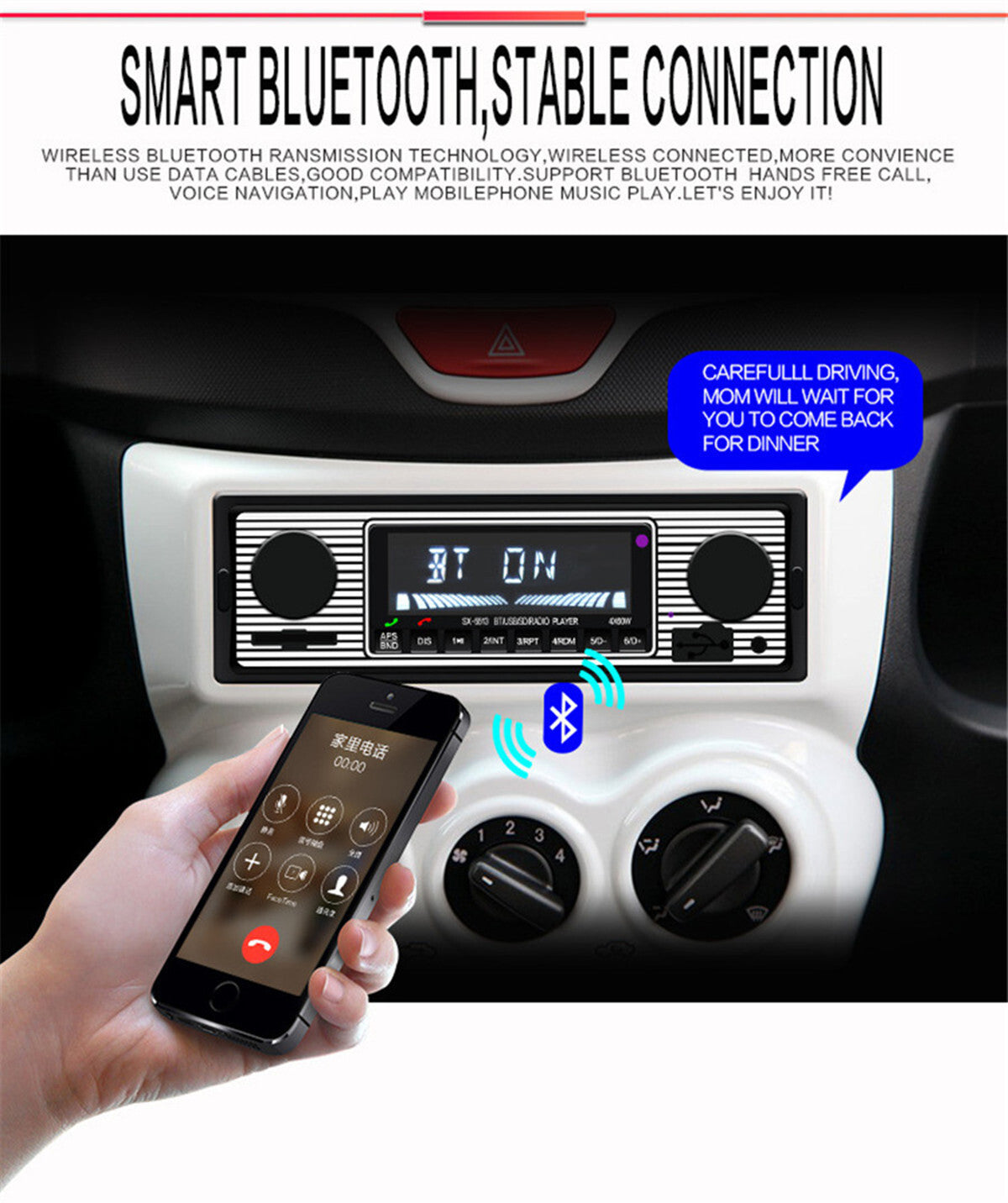 Bluetooth Car Stereo Audio In-Dash FM Aux Input Receiver USB MP3 Radio Player