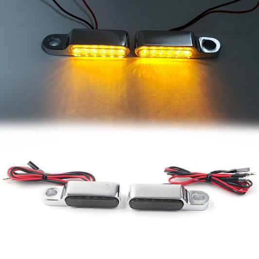 2x LED Motorcycle Turn Signal Light Brake Clutch Lever Flashers Chrome Universal