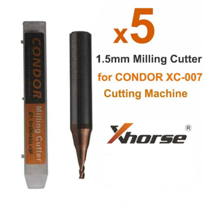 5x 1.5mm Milling Cutter For XC-002 / Dolphin XP005/XP005L/XP007 Machine