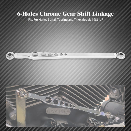 Chrome 6 Holes Gear Shift Linkage Lever Fit for Harley Touring Dyna Softail CVO