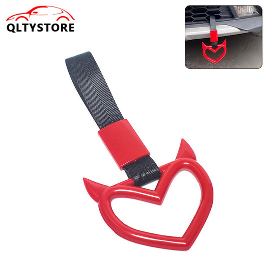 Devil Heart Red JDM Tsurikawa Ring Subway Train Bus Handle Strap Charm Red