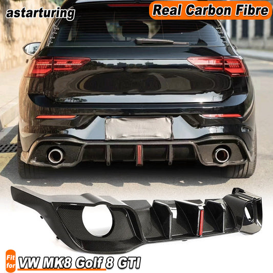 Fit for Volkswagen for VW MK8 for Golf 8 GTI 2020+ REAL CARBON Rear Bumper Diffuser Lip