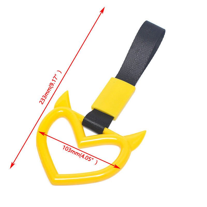 Devil Heart Red JDM Tsurikawa Ring Subway Train Bus Handle Strap Charm Yellow