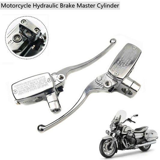 Motorcycle 1-inch handlebar hydraulic brake master cylinder and clutch lever chrome alloy