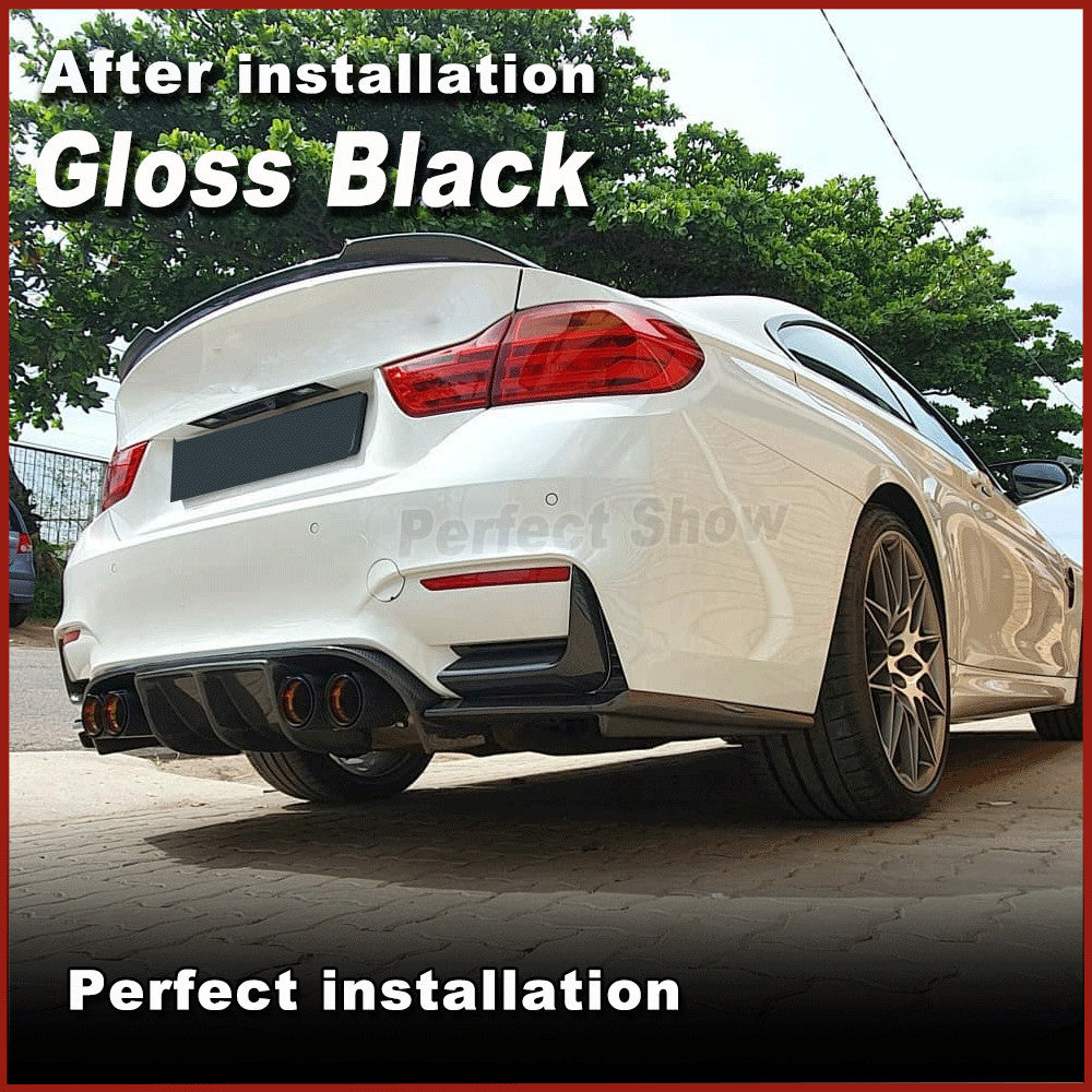for BMW M3 F80 M4 F82 F83 2014-19 Glossy Black Rear Bumper Diffuser Spoiler Lip
