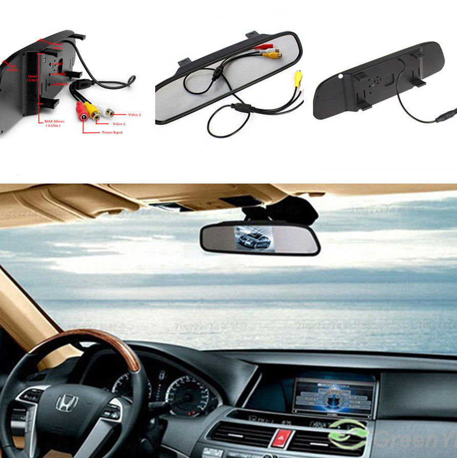 Car Reverse Parking Camera Rearview Mirror TFT Color Monitor LCD Screen Display