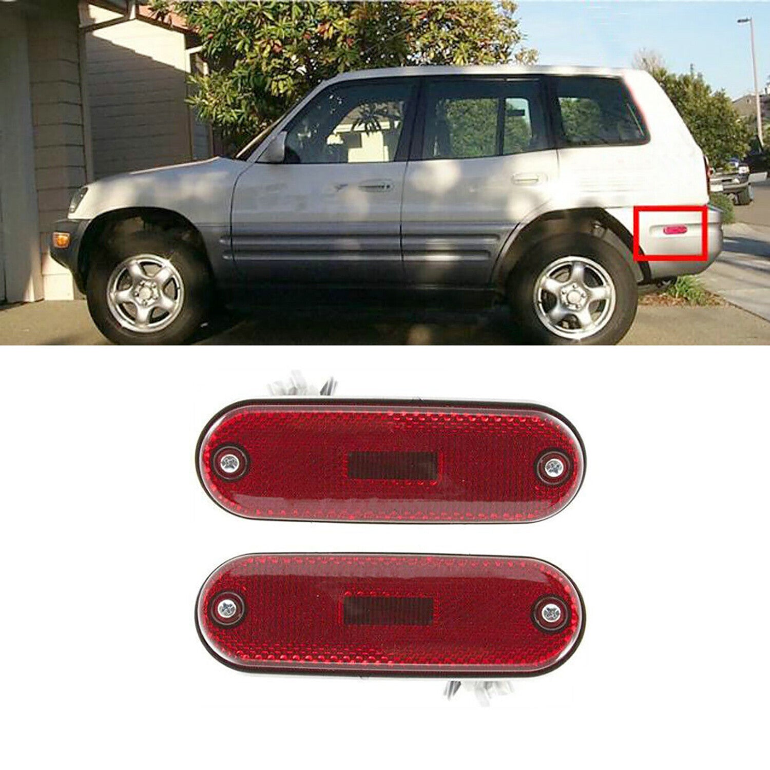 for Toyota rav4 1996-2000 2Pcs Rear Reflector Side Marker Light Lamp With Bulbs