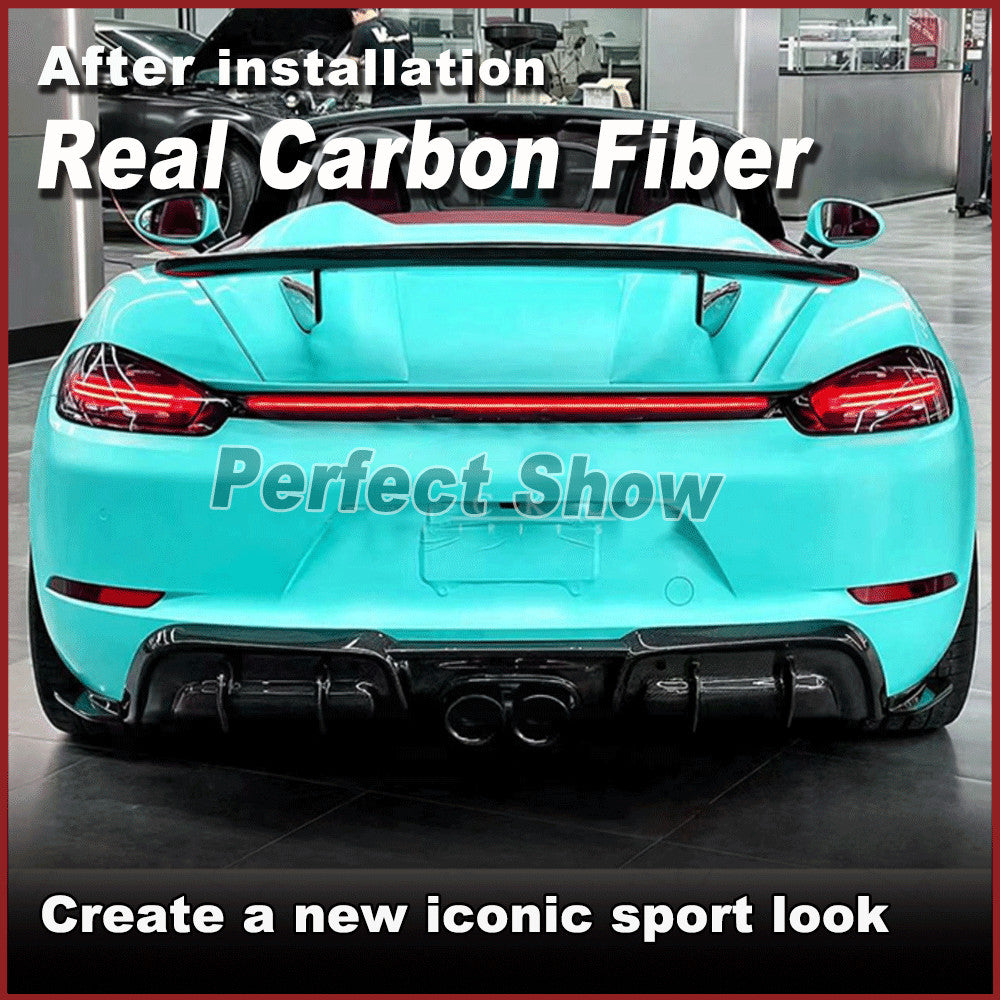 Fit for Porsche 718 Cayman Spyder Matt Carbon Rear Bumper Diffuser Lip