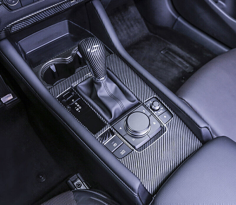 for Mazda 3 Axela 19-2023 Carbon Fiber Look Center Console Gear Shift Frame Trim