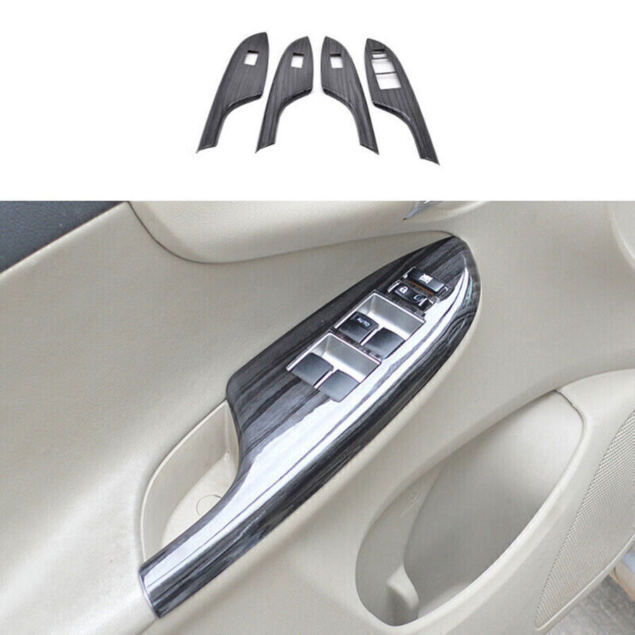 4P ABS Black Wood Window Lift Panel Switch Cover Trim for Toyota for Corolla 09-13