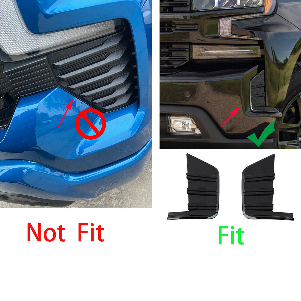 for Chevrolet Silverado 1500 2019+ Front Bumper Side Panel Decor Trim ABS Chrome