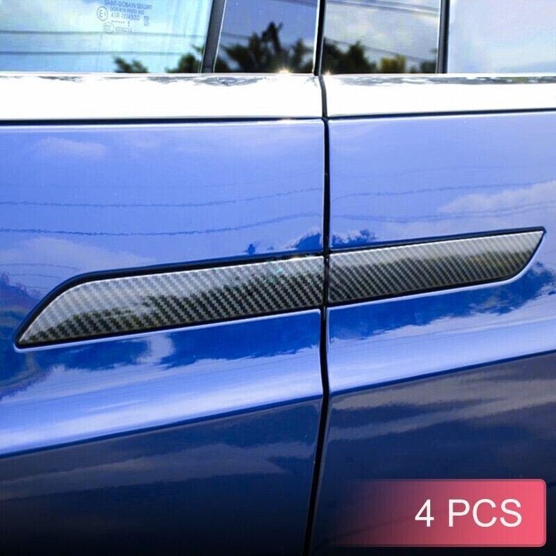 4Pcs Black Carbon Fiber Exterior Door Handle Cover Trim for Tesla Model X