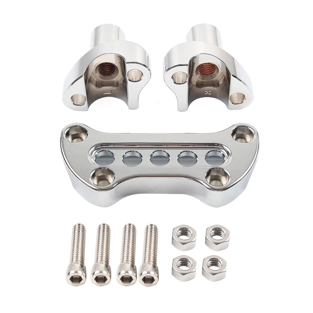 2 Straight Handlebar Riser Top Clamp for Harley Dyna Touring Road Glide Chrome