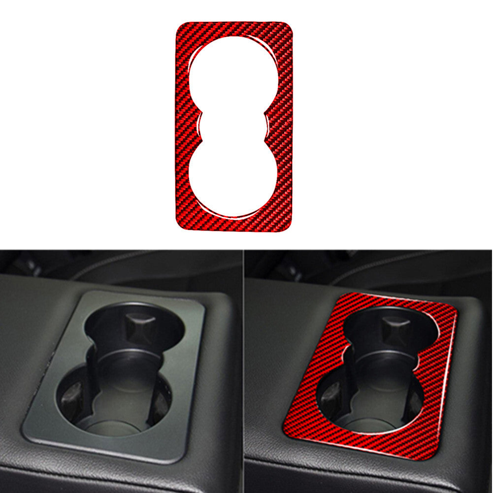 Red Carbon Fiber Rear Watercup Panel Cover Trim for Jaguar F-PACE XE XF 2016-20