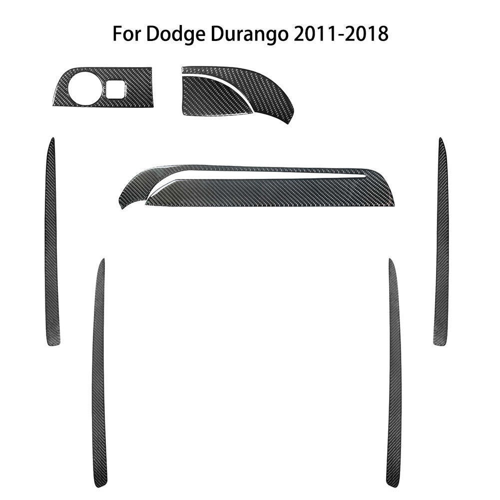 9Pcs Carbon Fiber Steering Wheel Door Cover Trim for Dodge Durango 2014-2020