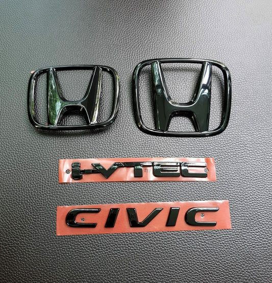 FIT SET Glossy BLACK for CIVIC FC FK LOGO EMBLEM BADGE FOR REAR for HONDA for CIVIC 2015-21