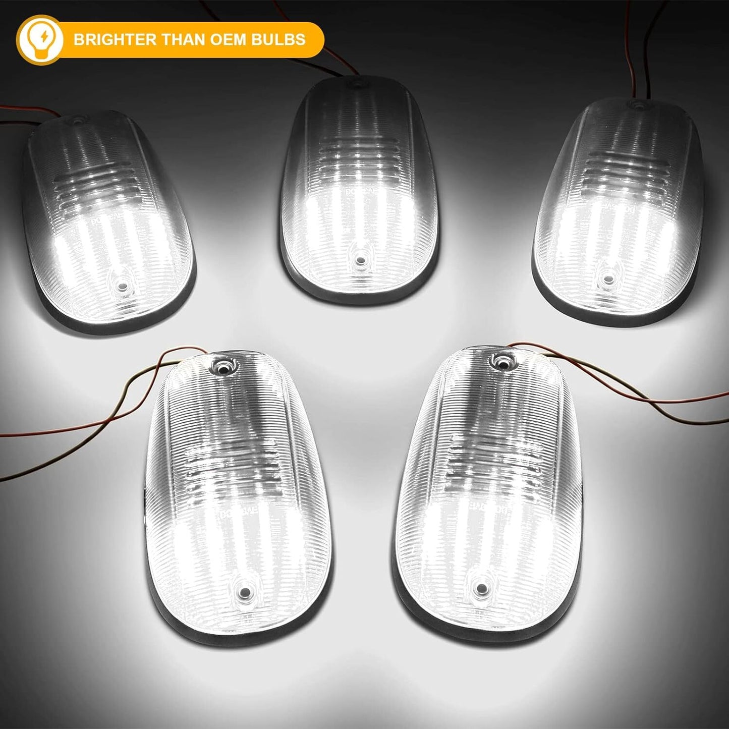 5 White LED Cab Roof Marker Lights for 2003-2018 for Dodge for Ram 1500 2500 3500 Trucks