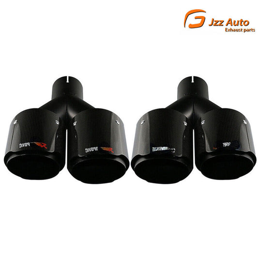 Pair For AK Exhaust Tip Dual Pipe Tips ID:2.5 63mm OD:3.5 89mm Carbon Fiber