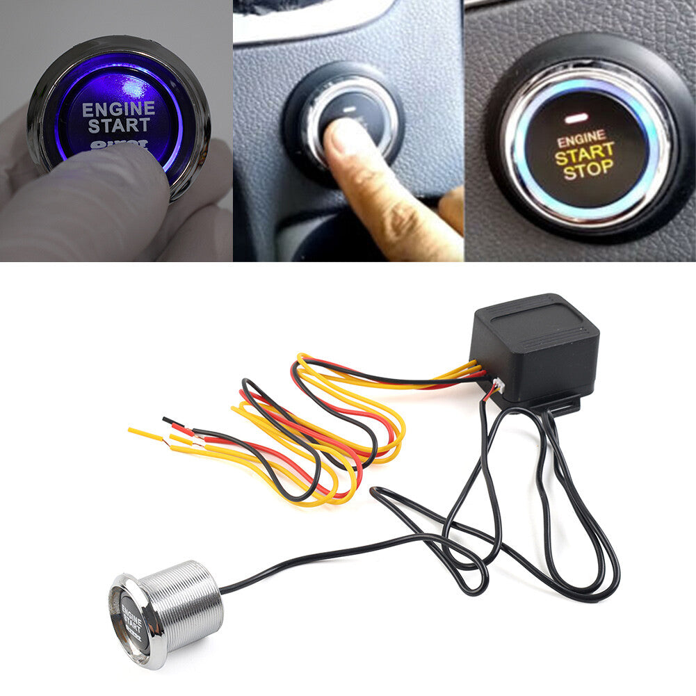 Universal 12V Car Engine Start Push Button Switch Ignition Starter Kit Blue LED