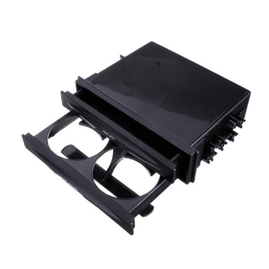 Black Car Radio Stereo Storage Double 2Din Dash Trim Kit Pocket Box w/Cup Holder