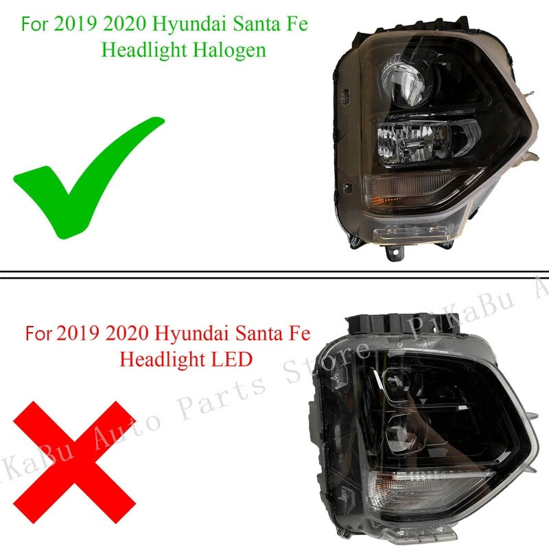 Left Headlight Assembly Front Fog Light for Hyundai Santa Fe 2019 2020 Halogen