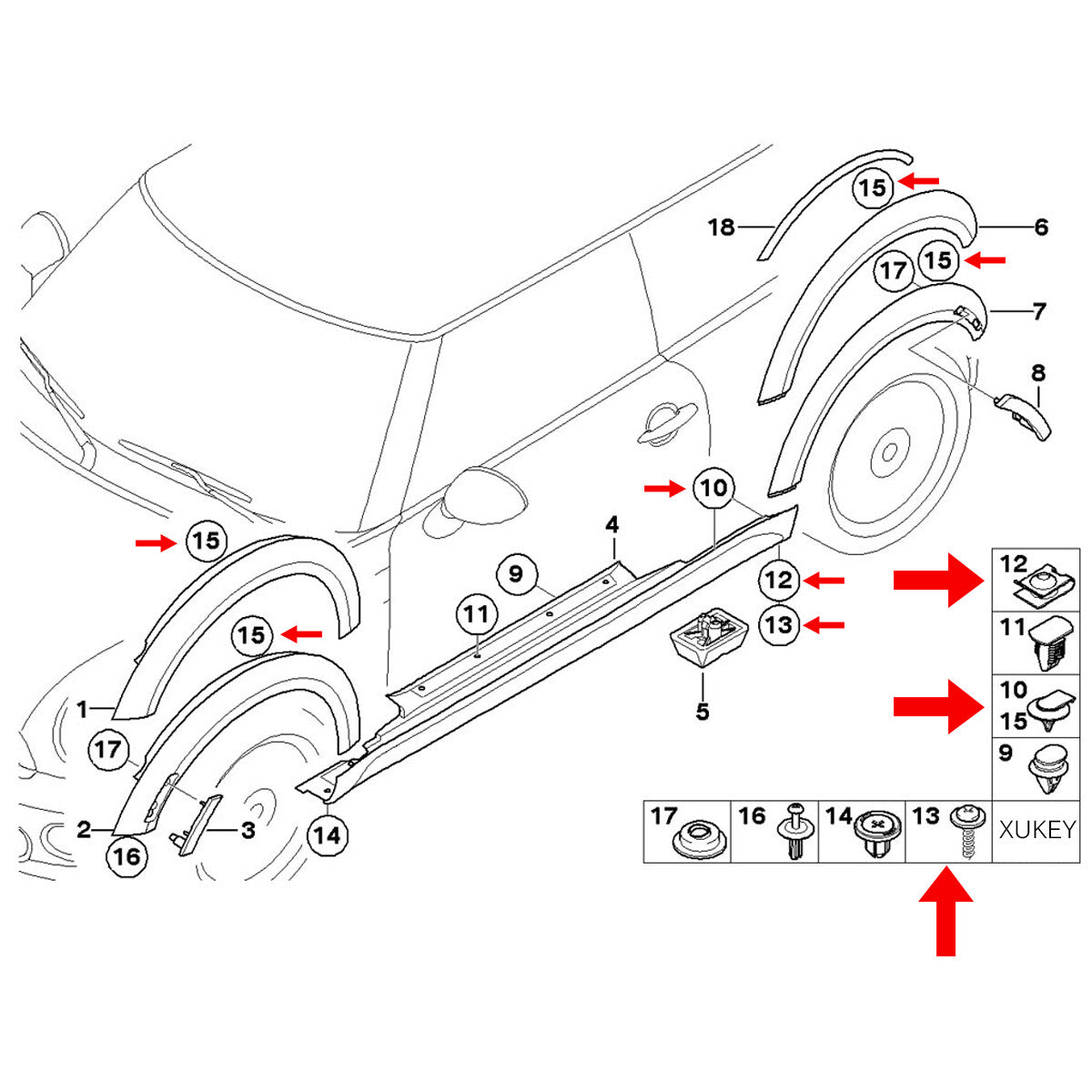 40x Teile Unterfahrschutz Unterboden Motorschutz Einbausatz Clip für for BMW 3er E46