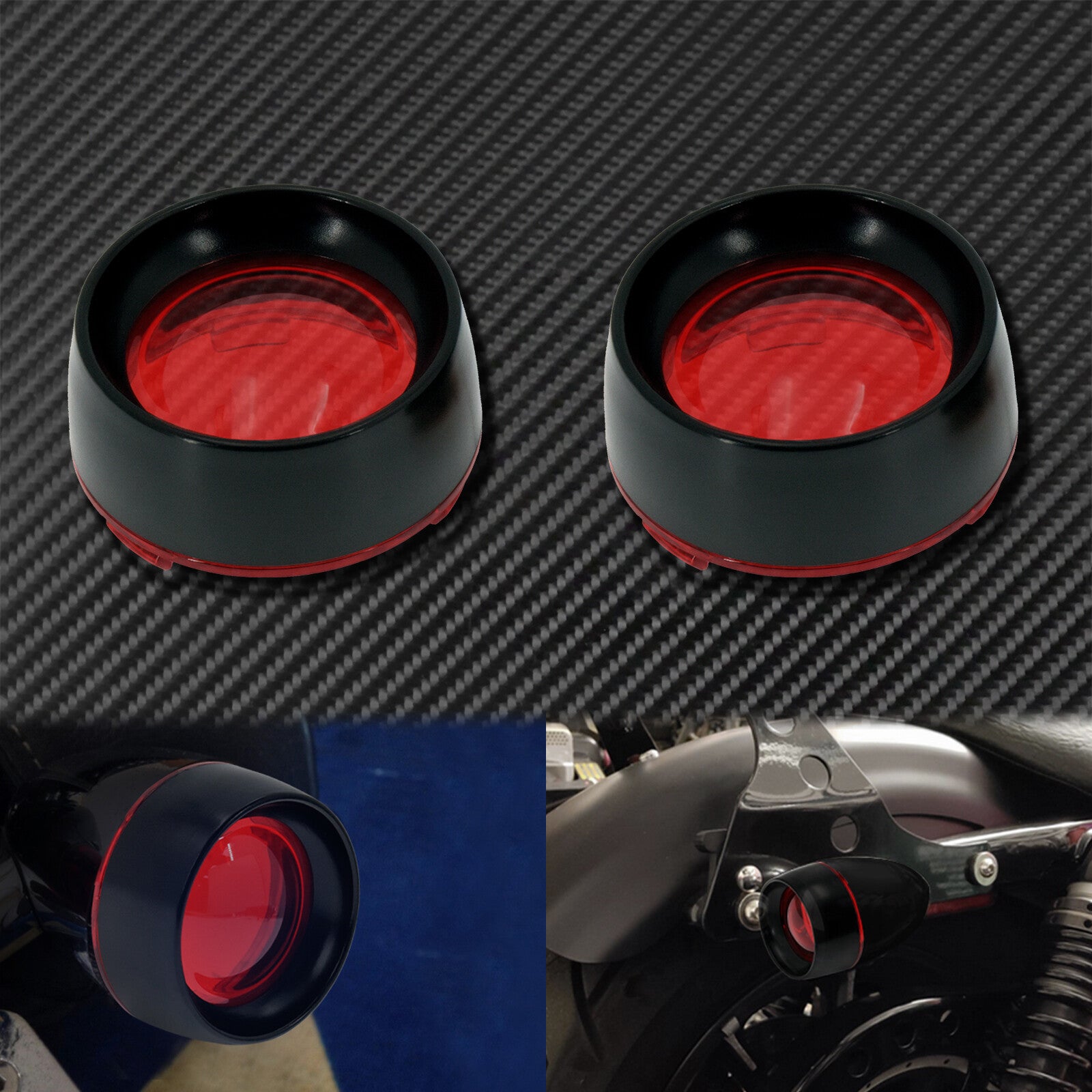 Gloss Red Trim Ring Bullet Turn Signal Lens Cover Fit for Harley Sportster Dyna