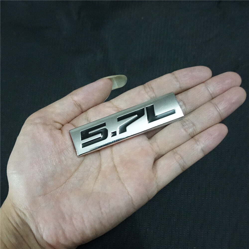 2x Chrome Black 5.7L Metal Badge Sticker Emblem Decal 4x4 Engine Sedan v8 Pickup