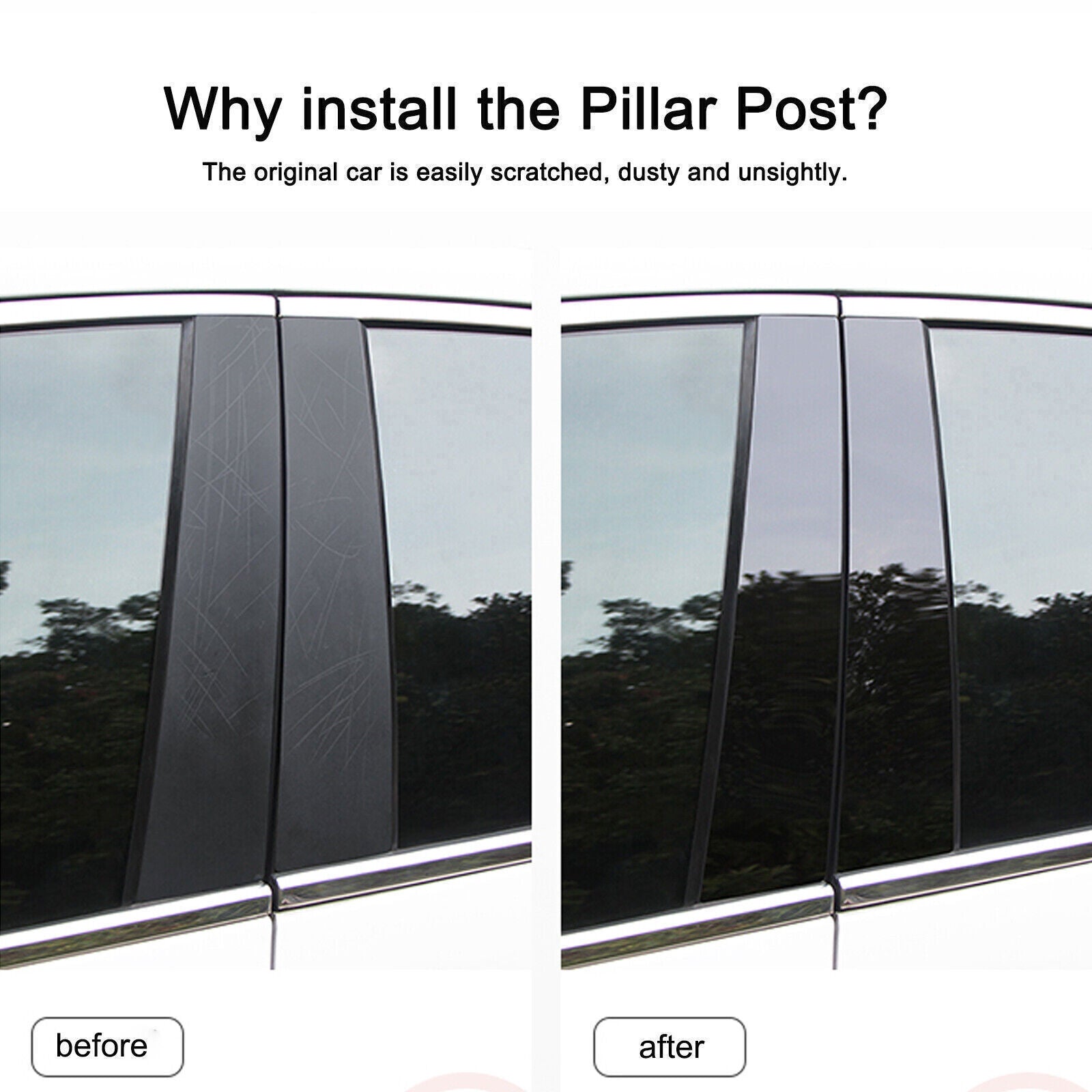 for Porsche for Panamera 09-2014 Piano Black Pillar Posts Door Window Molding Strip