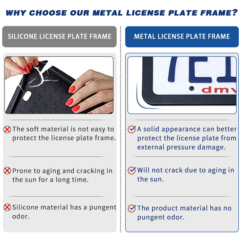 2pcs Metal Red Line Car License Plate Frame Tag Cover Black  for ford  F150 F250