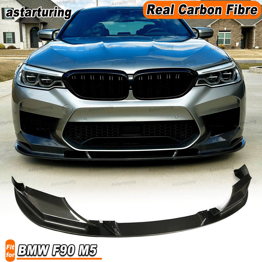 Fit for BMW F90 M5 2018-2019 Real Carbon Front Bumper Lip Spoiler Chin Splitter
