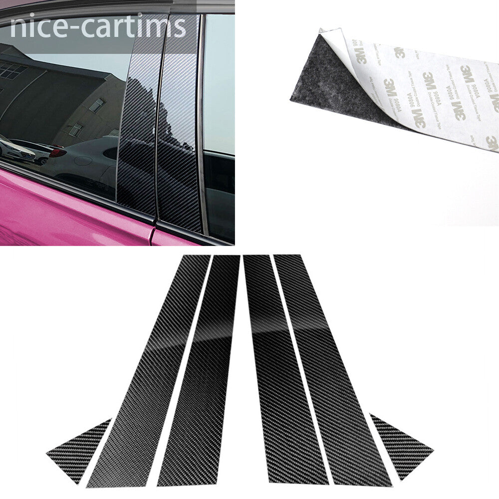 6Pcs Carbon Fiber Door Window Pillar Posts Panel Cover Kit for Audi A6 2012-2018