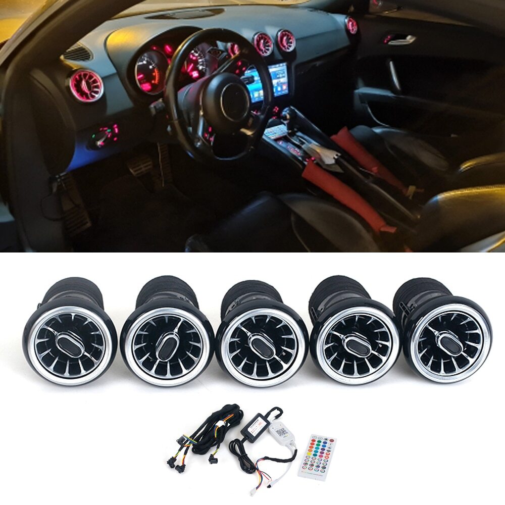 5-piece set of LED front AC air vent sockets and turbine trim for Audi TT 2007-2014