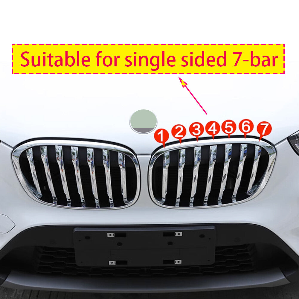 14¡ÁGloss Black ABS Front Grille Grill Inserts Strips Trim for BMW X1 F48 2016-19