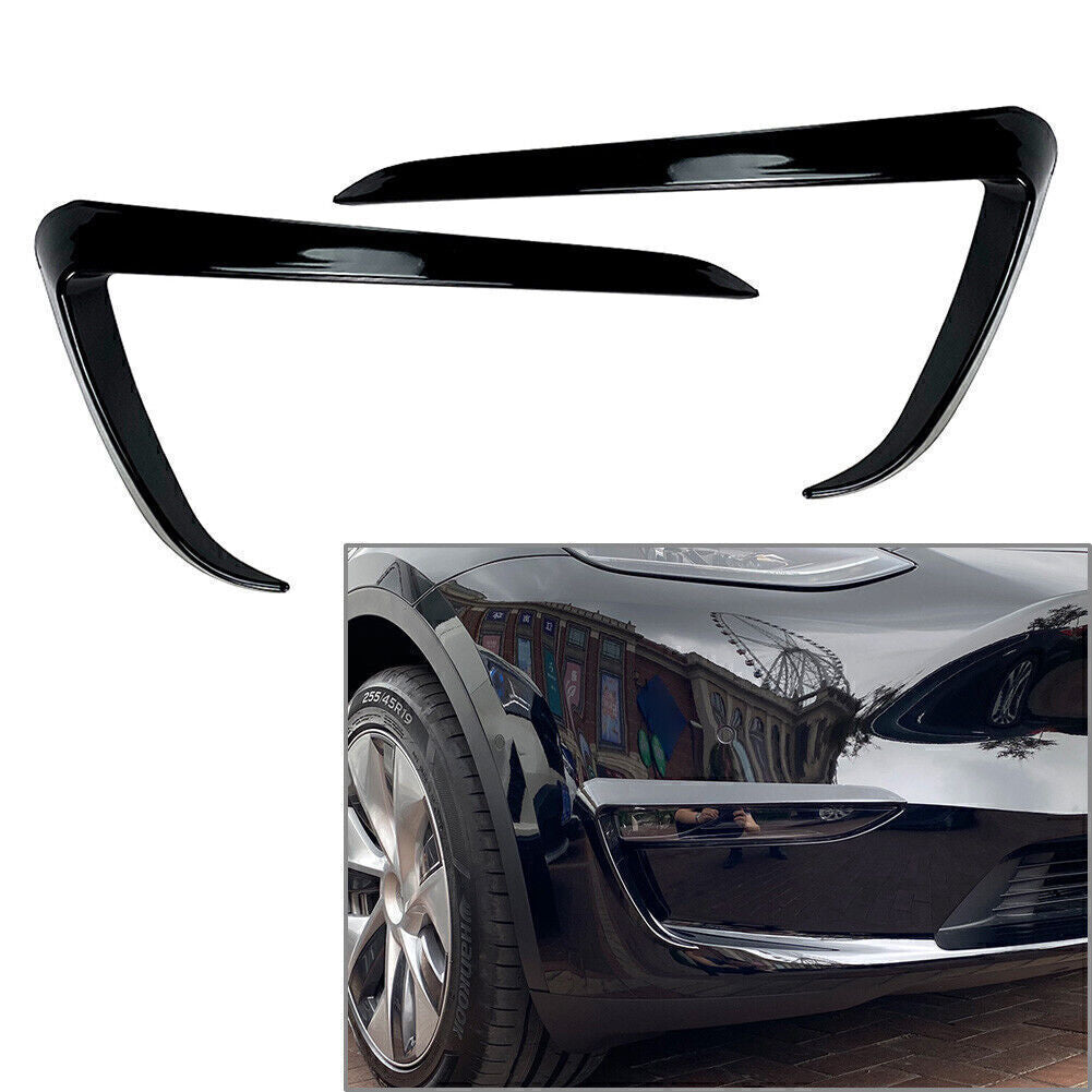 for Tesla for Model Y 2020-2023 Car Front Fog Light Lamp Eyebrow Cover Trim Black