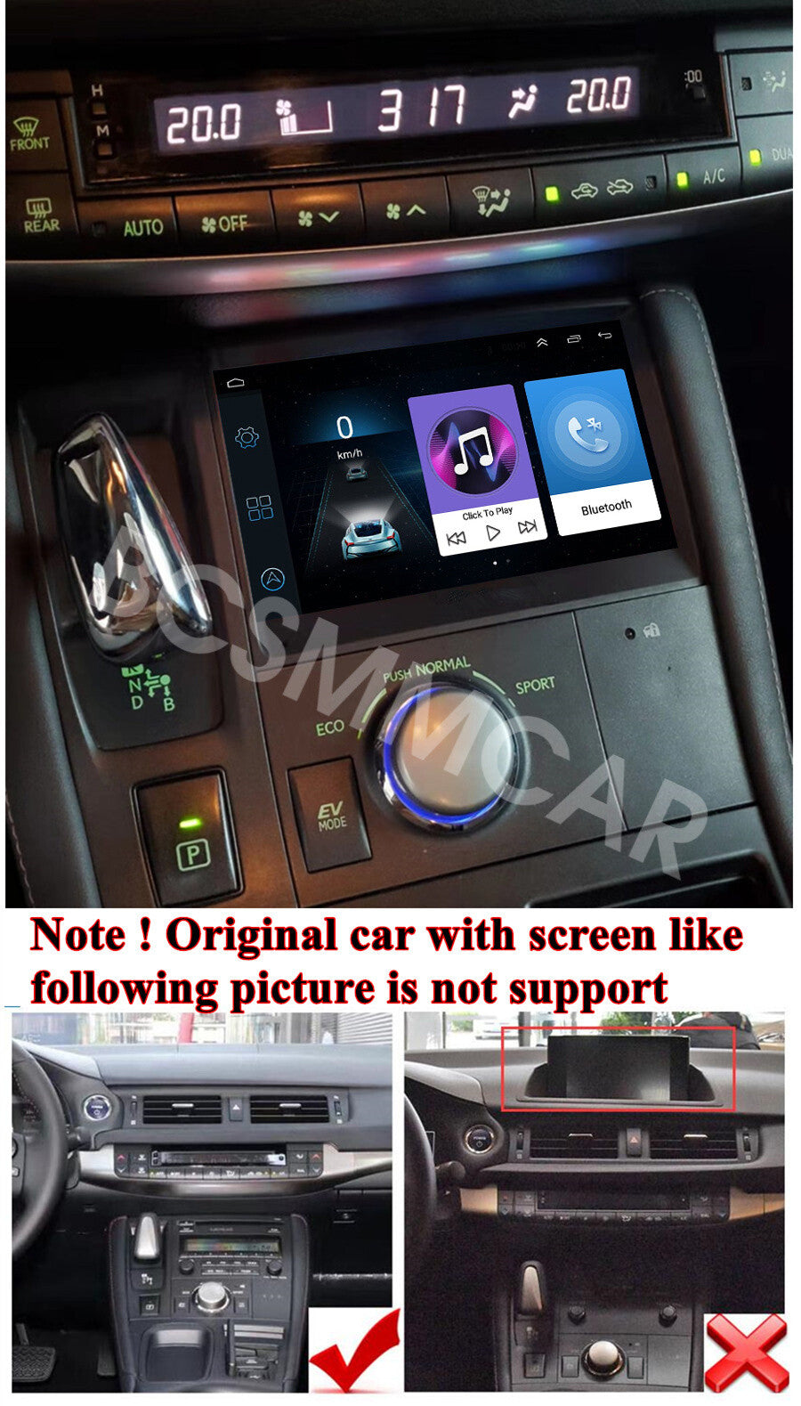 Fit for Lexus CT200H CT200 Car Stereo Radio Player GPS BT Touch Screen 2011-2022