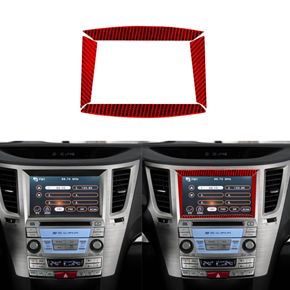 Red Carbon Fiber Navigation Outer Frame Cover for Subaru Legacy Outback 2010-14