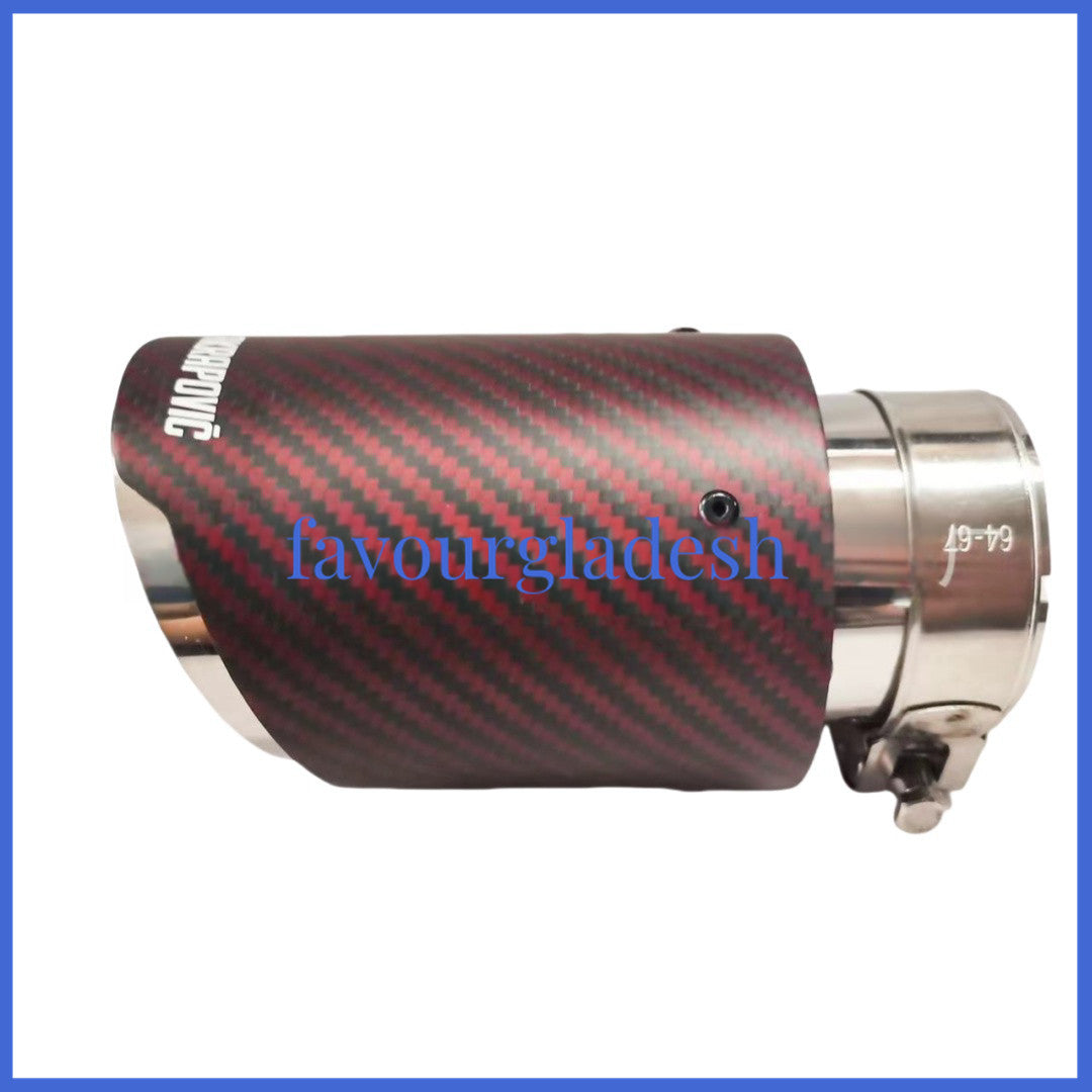 Akrapovic Red Glossy Carbon Fiber Blue Exhaust Tip 63-89MM Universal Muffler Tip