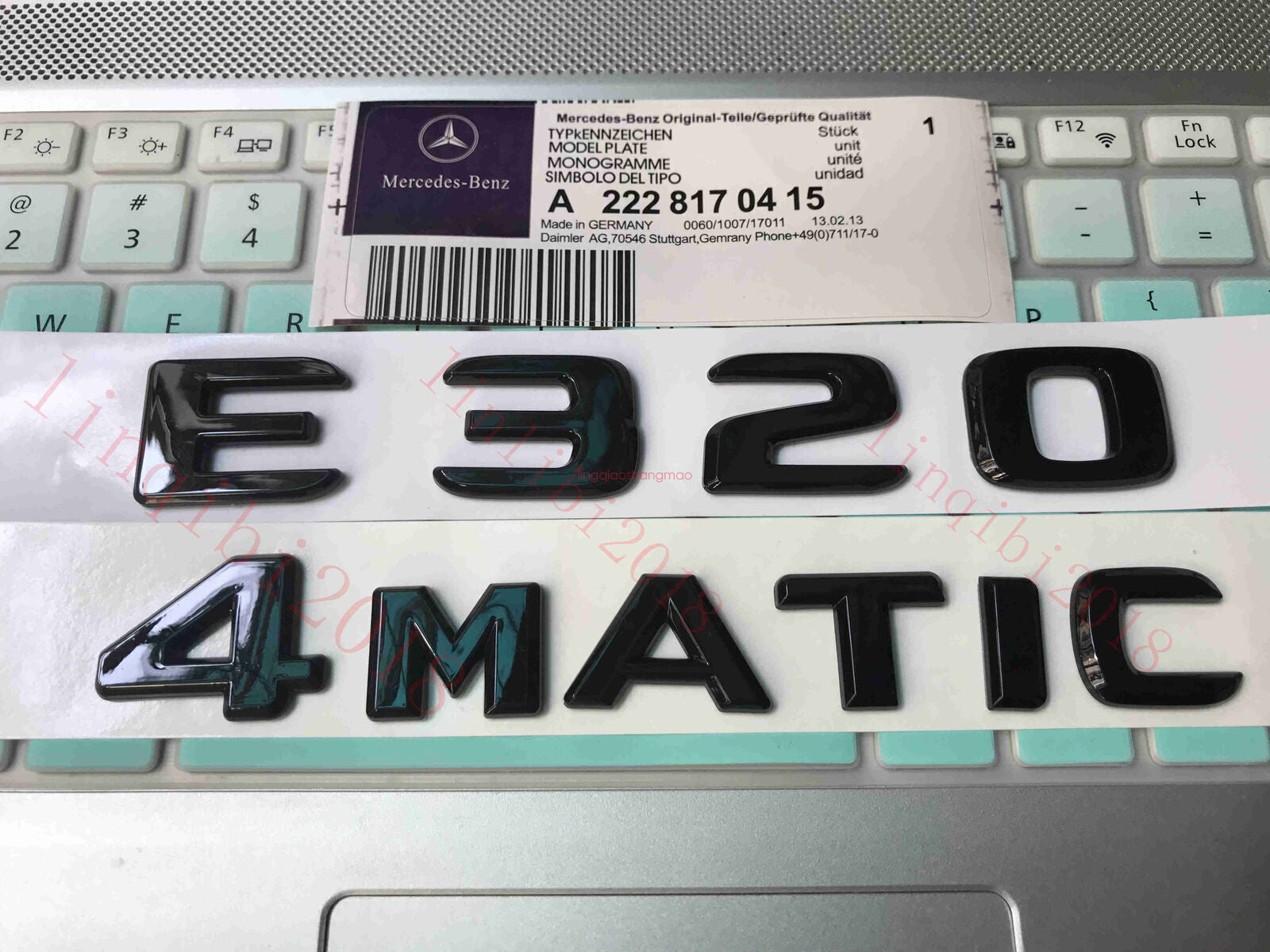 Gloss Black  E320 4 MATIC  Number Letters Trunk Badge Emblem for E320 4 MATIC