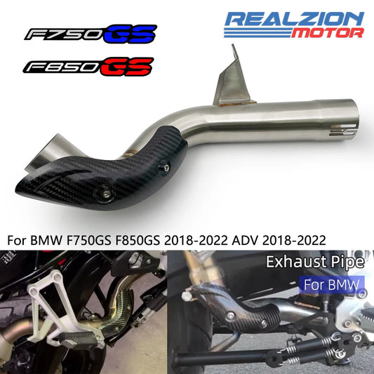 With Anti-Scald Cover Slip-On Link Middle Pipe for BMW F750GS F850GS ADV 2018-22