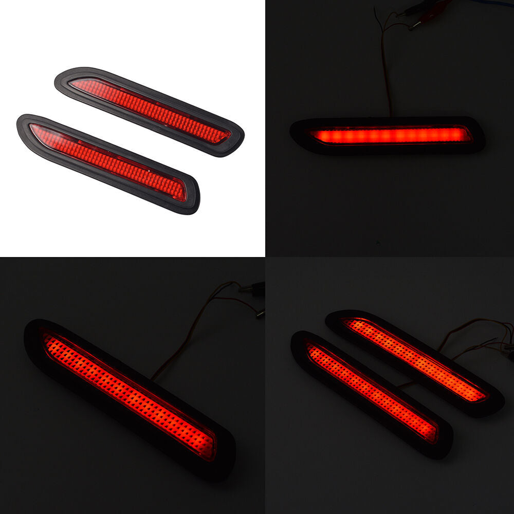 2 Pcs Car Red Lens LED Rear Bumper Reflectors Brake Fog Warning Light Taillight