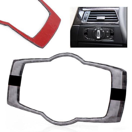 Headlight Switch Button Frame Decoration Cover Fit for BMW 3-Series E90 Carbon Fiber