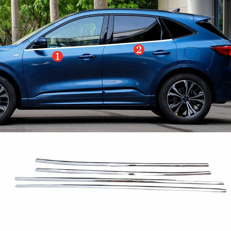 for Ford Escape Kuga 20-21 Chrome Steel Window bottom Strip Sill Cover Trim Kit