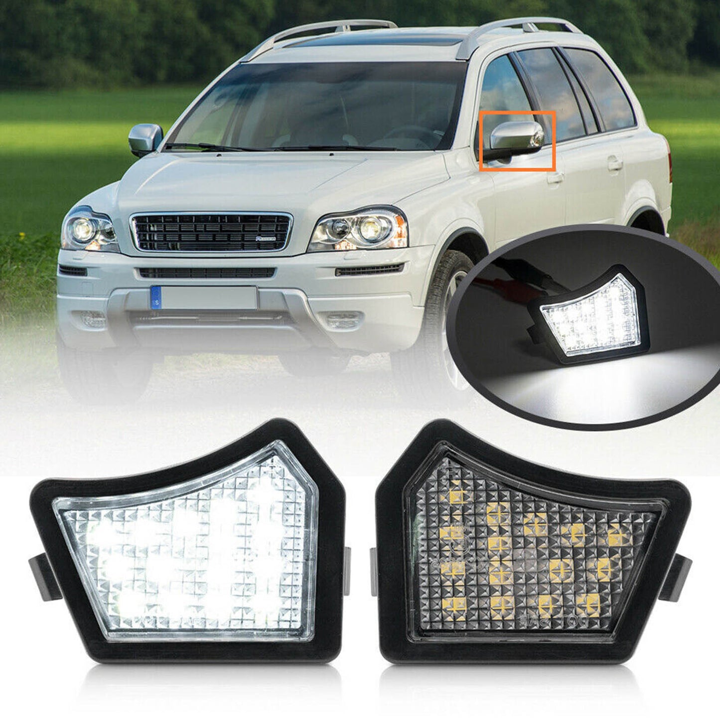 for Jaguar XE XF XJ XK for Volvo C30 C70 S60 White Wing Mirror Puddle Courtesy Light
