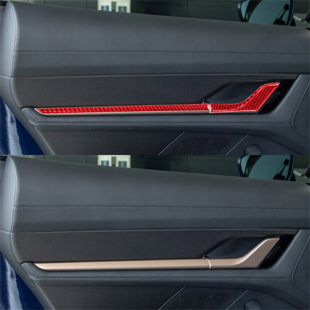 12¡ÁRed Carbon Fiber Interior Door Handle Panel Trim for Porsche Taycan 2019-2022