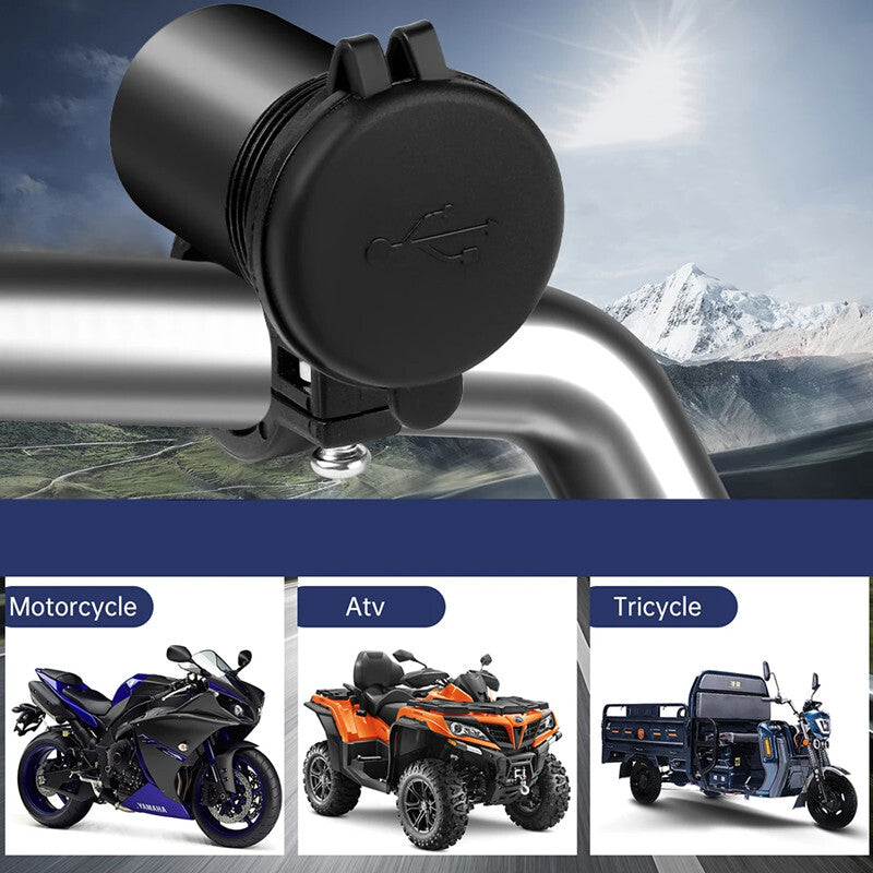 12V Waterproof Motorcycle Handlebar USB Charger Adapter Power Supply Socket