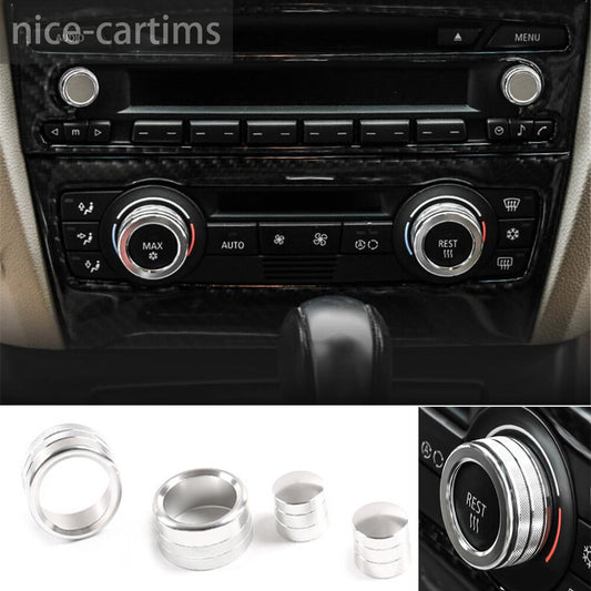 for BMW 3 Series E90/92 07-12 Alloy Silver Air Condition Switch Knob Ring Trim¡Á4